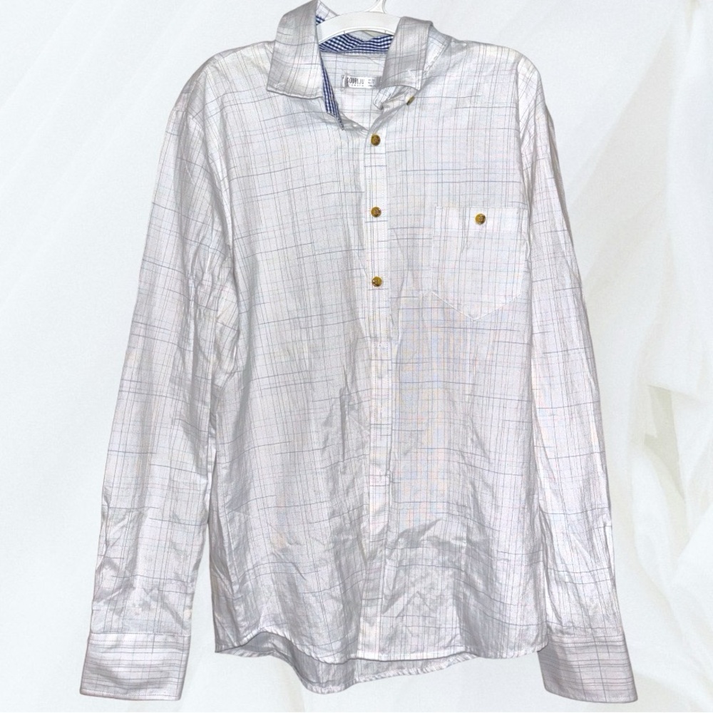 Doubiji J. Tomson US L White Button Down Long Sleeve Top